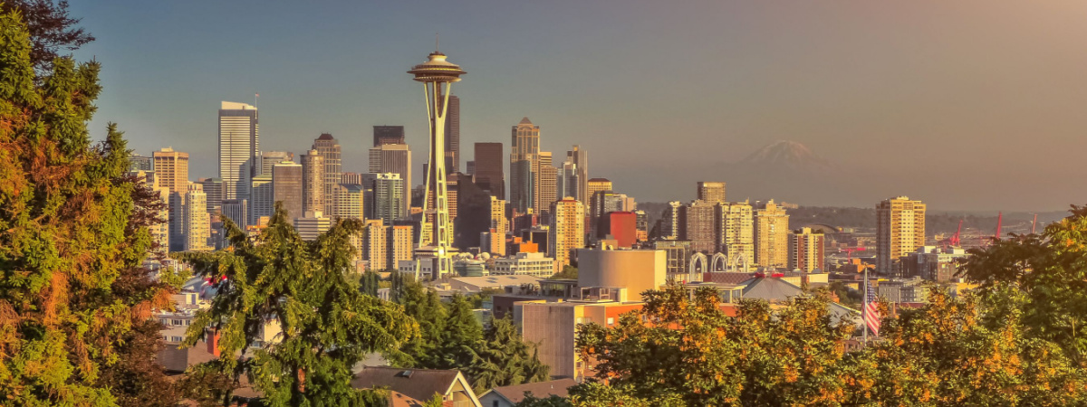 Seattle Washington space needle skyline Shutterstock_462615925